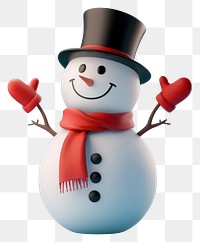 PNG Cheerful snowman with red accessories