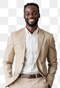 PNG Confident professional in beige suit