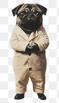 PNG Pug costumes wearing business animal cute dog.