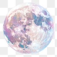 PNG  Full moon illustration whimsical space.