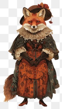 PNG Fox costumes wearing victorian fashion outfit animal painting human.