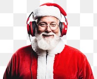 PNG Santa wearing headphones christmas headset glasses. 