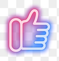 Png thumbs up like icon for social media app pink neon style