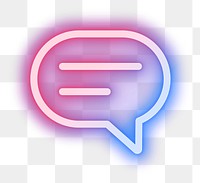 Png message social media icon in pink neon style