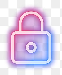 Padlock png social media icon secure mode symbol in neon style