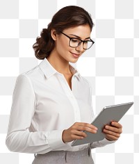 PNG Business person woman glasses computer blouse