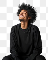 PNG Joyful man with curly hair