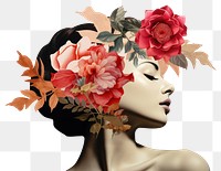 PNG Elegant floral head portrait