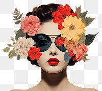 PNG Floral sunglasses woman portrait art