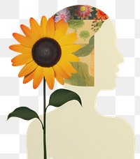 PNG Floral silhouette with sunflower art