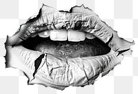 PNG Cracked lips monochrome surreal art