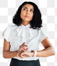 Businesswoman using a smartwatch device transparent png