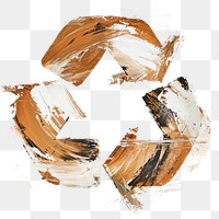 PNG A recycle icon with a brown brush stroke art recycling circle.