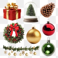 PNG Christmas decoration design element set, transparent background