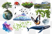 PNG wonder nature element set, transparent background