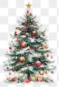 PNG Christmas tree christmas decoration watercolor.