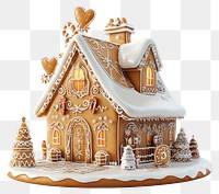 PNG 3d rendering of Christmas gingerbread house christmas dessert sweets.