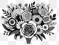 PNG Bouquet of flowers drawing pattern sketch.