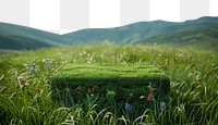 PNG Product podium with a wildflower hills grass vegetation landscape.