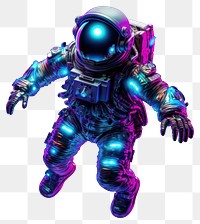 PNG Neon astronaut purple robot black background.