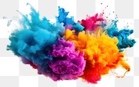 PNG Explosion of full colored powder white background creativity splattered.