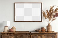 Photo frame mockup png minimal living room interior, transparent design