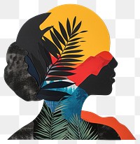 PNG Cut paper collage with women art silhouette painting.