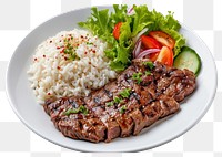 PNG Steak with rice salad meat food.