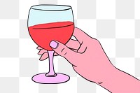 PNG Hand holding wine glass illustration