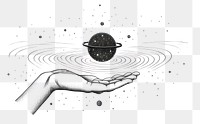 PNG Illustration of magic hands drawing astronomy sketch.