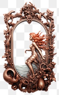 PNG Nouveau art of mermaids frame adult photo white background.