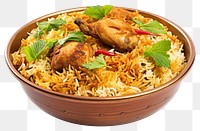 PNG Chicken biryani food meat white background.