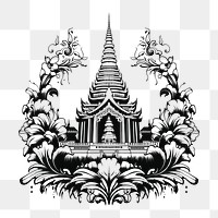 PNG Thai temple pattern drawing sketch.