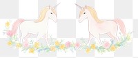 PNG Unicorns with flowers as divider watercolor illustrated wildlife drawing.