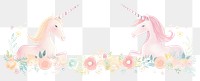 PNG Unicorns with flowers as divider watercolor graphics painting blossom.