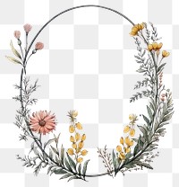 PNG Vintage frame wildflower pattern plant white background.