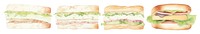 PNG Sandwichs as divider watercolor sandwich burger lunch.