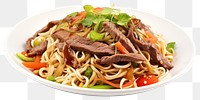 PNG Beef noodle salad plate spaghetti pasta.