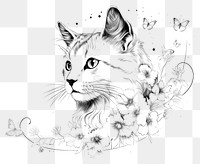 PNG Cat with flowers drawing animal mammal.