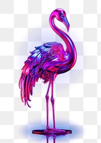 PNG Neon flamingo standing animal bird reflection.