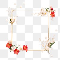 PNG Flower wreath frame white background.