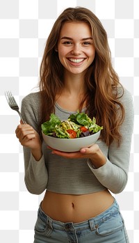 PNG Healthy young woman smiling holding happy.