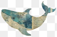 PNG Whale shape collage cutouts animal paper blue.