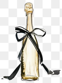 PNG Champagne illustration bottle ribbon.