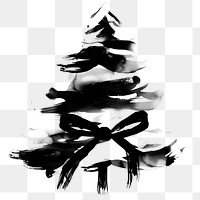 PNG Christmas tree illustration black white.