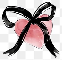 PNG Heart illustration ribbon black.