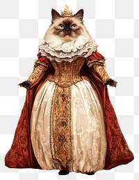 PNG Ragdoll cat costumes wearing Baroque Fantasy Gown painting animal dress.