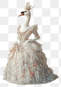 PNG Swan costumes wearing Baroque Fantasy Gown animal dress illustration.