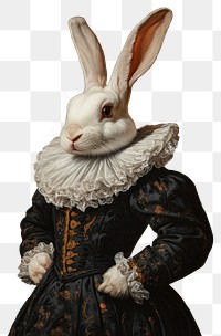 PNG A White Vienna Rabbit wearing with Las Meninas animal rabbit painting.