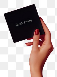 PNG Holding black paper background friday text.